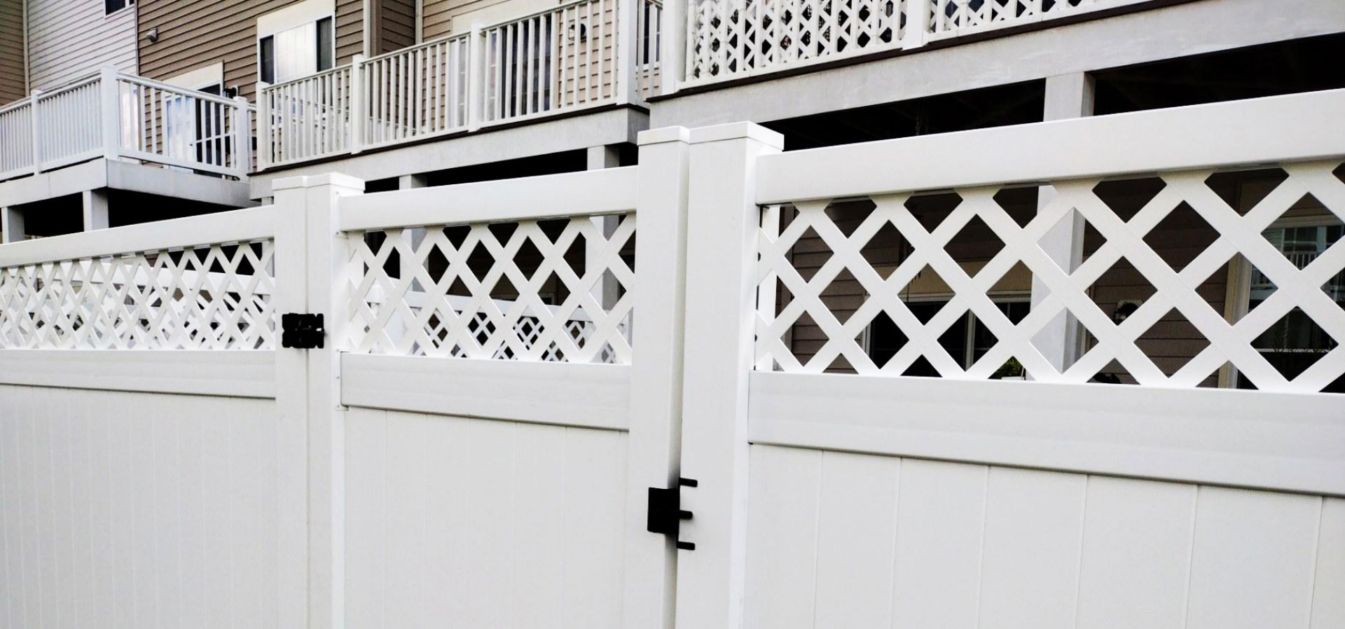 close-up of white vinyl fencing